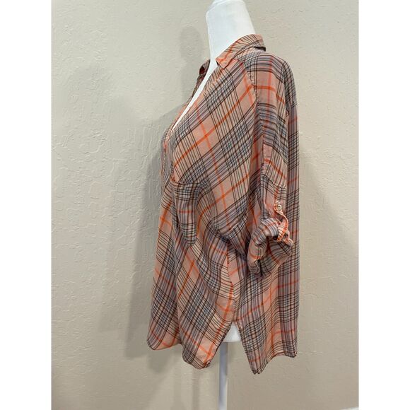 ~ Sz 6 Holding Horses Blouse Light Flowy Convertible Sleeves Oversized 6 Boho Sm - Picture 8 of 12